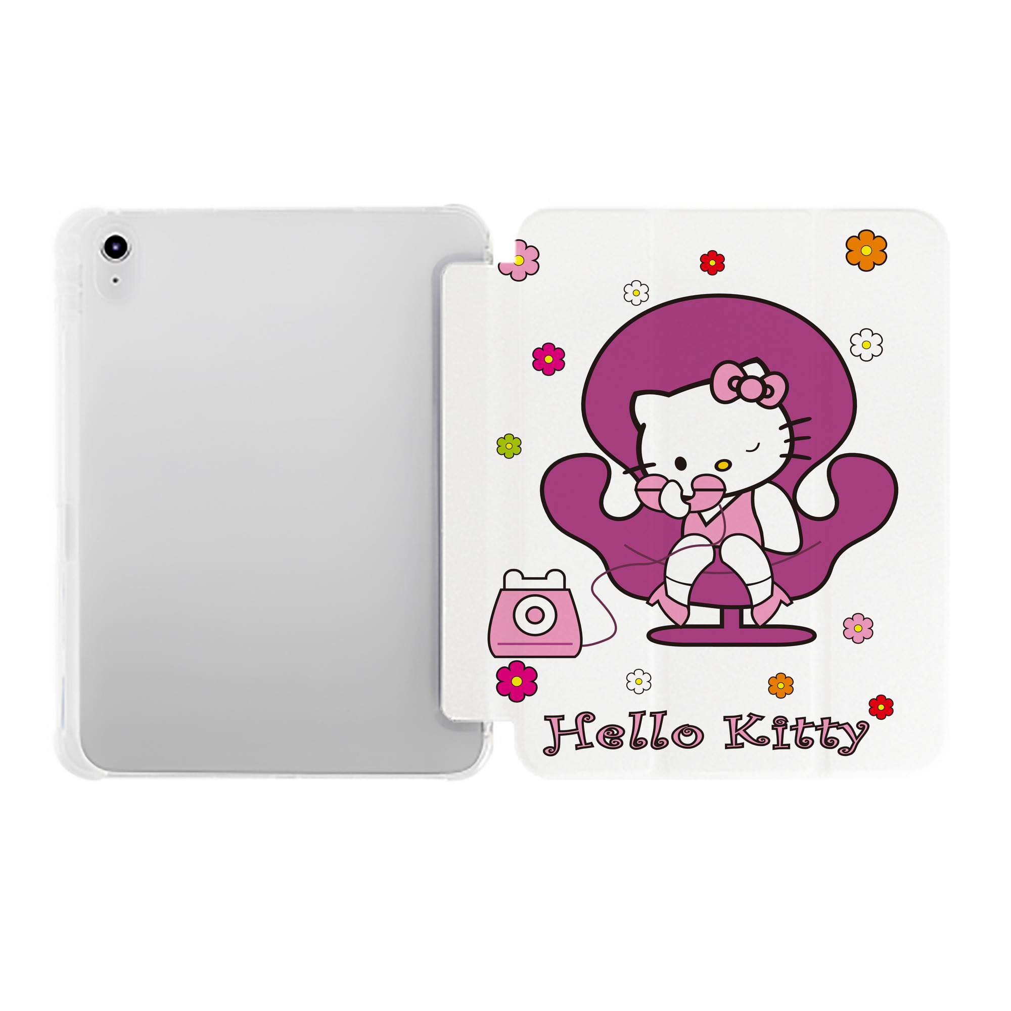 （画像用） Hello Kitty ハローキティ IPad ケース ペン収納付き 三つ折りスタンド PUレザー×シリコン 対応機種9.5/10.5/10.9インチ